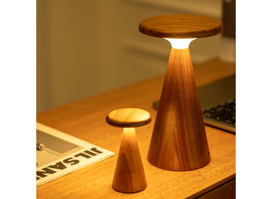 draadloze houten lamp - mini - walnoot