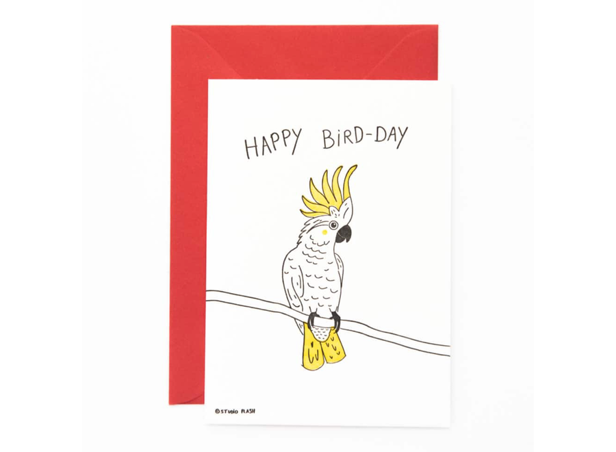 wenskaart - happy birdday parrot