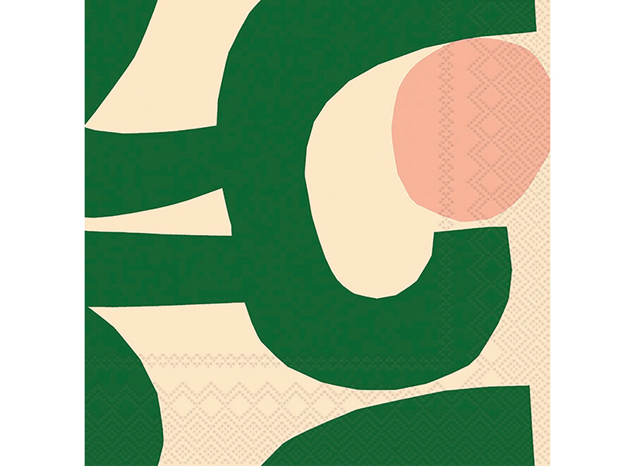 servet - lunch - 33cm x 33cm - green & pink