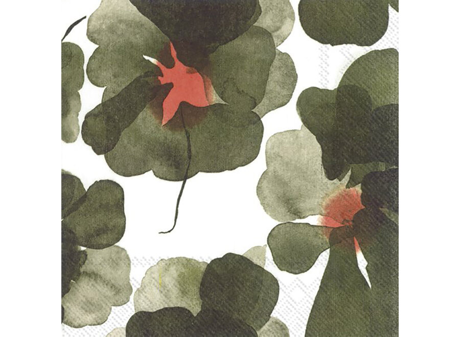 servet - lunch - 33cm x 33cm - olive aquarel flower