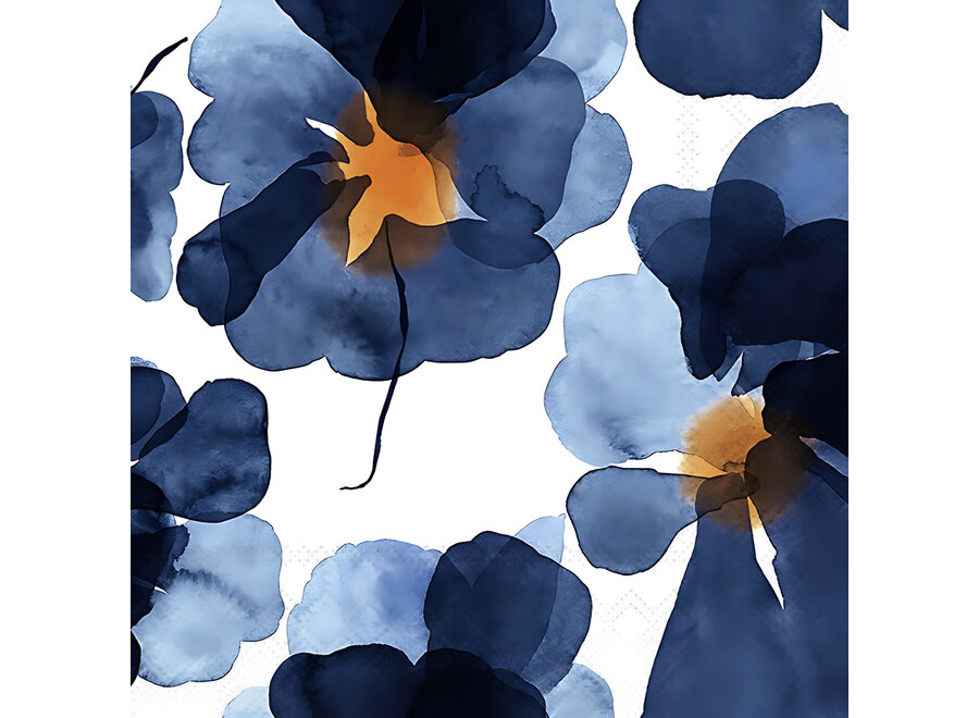 servet - lunch - 33cm x 33cm - blue aquarel flower