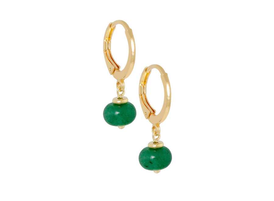 oorringen - bold gemstone green - verguld