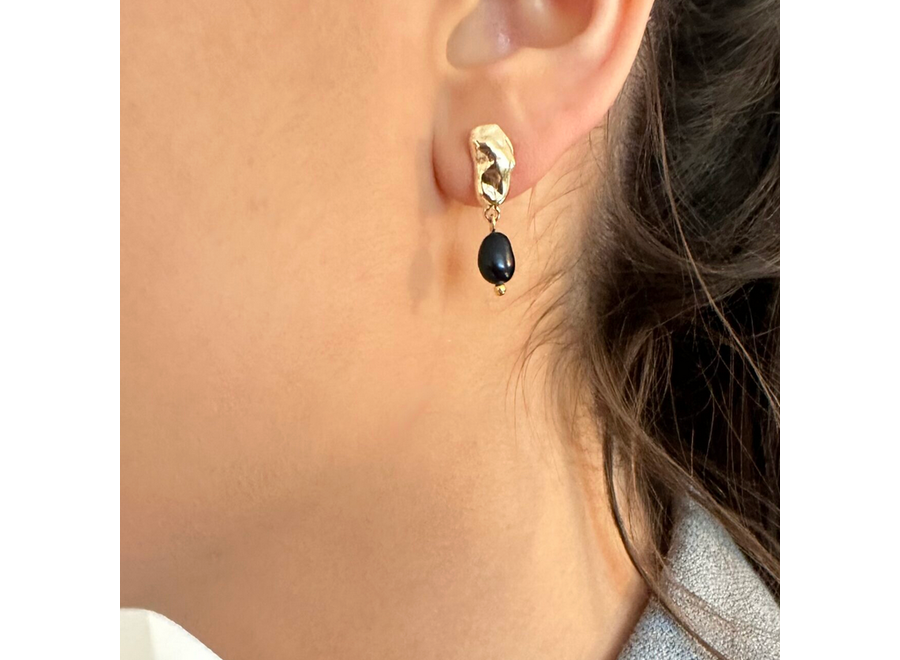 oorringen - drop & pearl - verguld