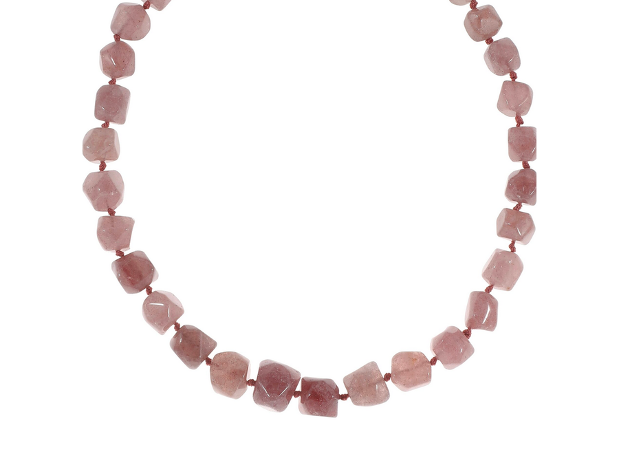 halsketting - organic gemstone - warm pink