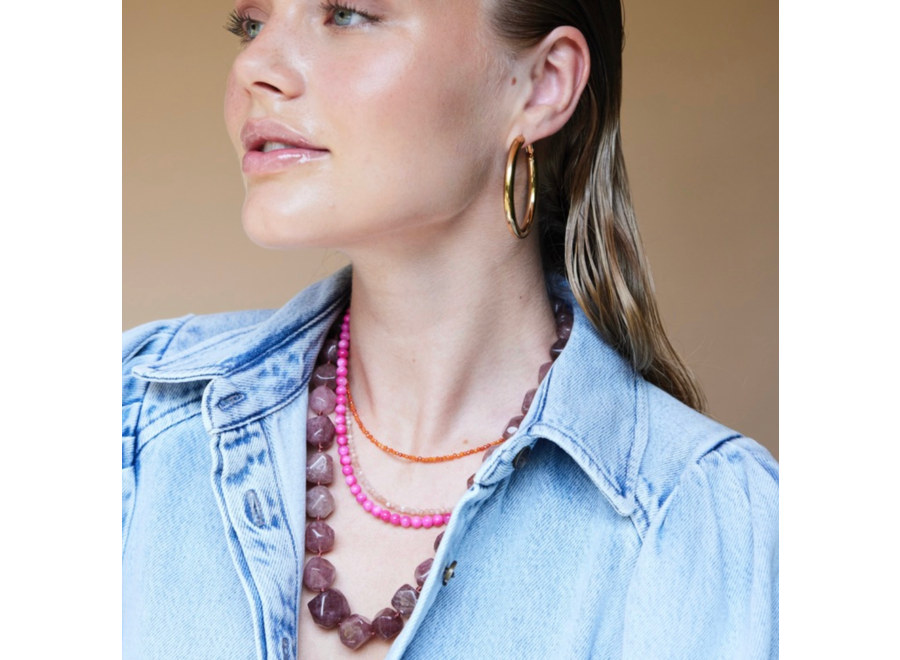 halsketting - organic gemstone - warm pink
