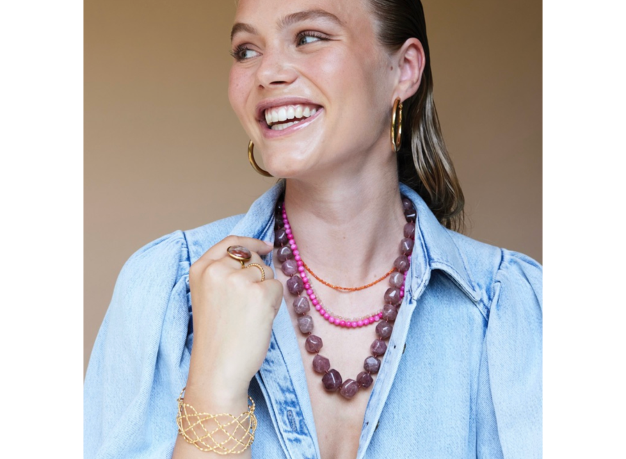 halsketting - organic gemstone - warm pink