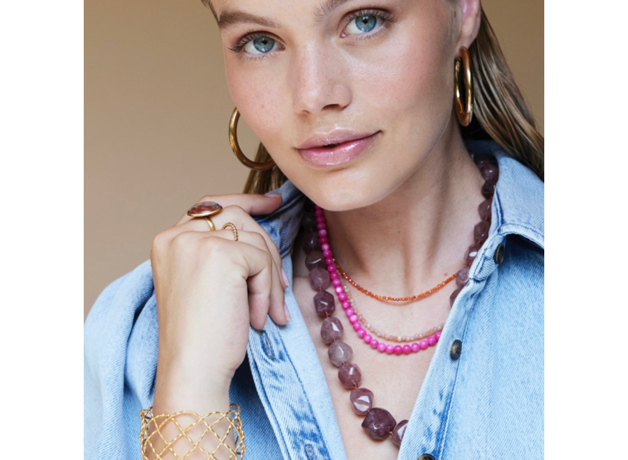 halsketting - organic gemstone - warm pink