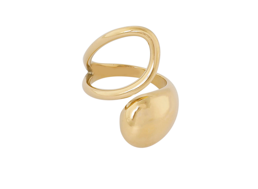 ring - curved drop - verguld