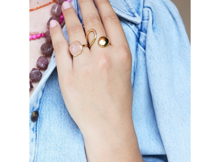 ring - curved drop - verguld