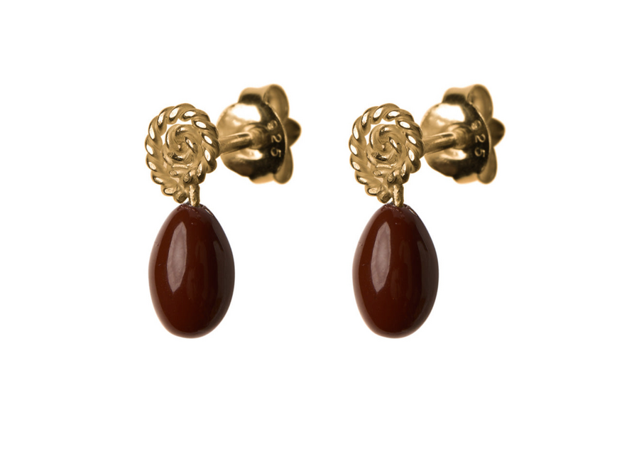 oorring - swirl pearl - verguld