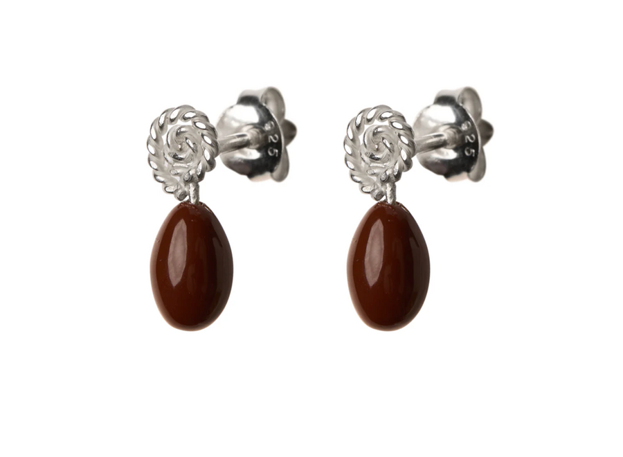 oorsteker - swirl pearl - zilver