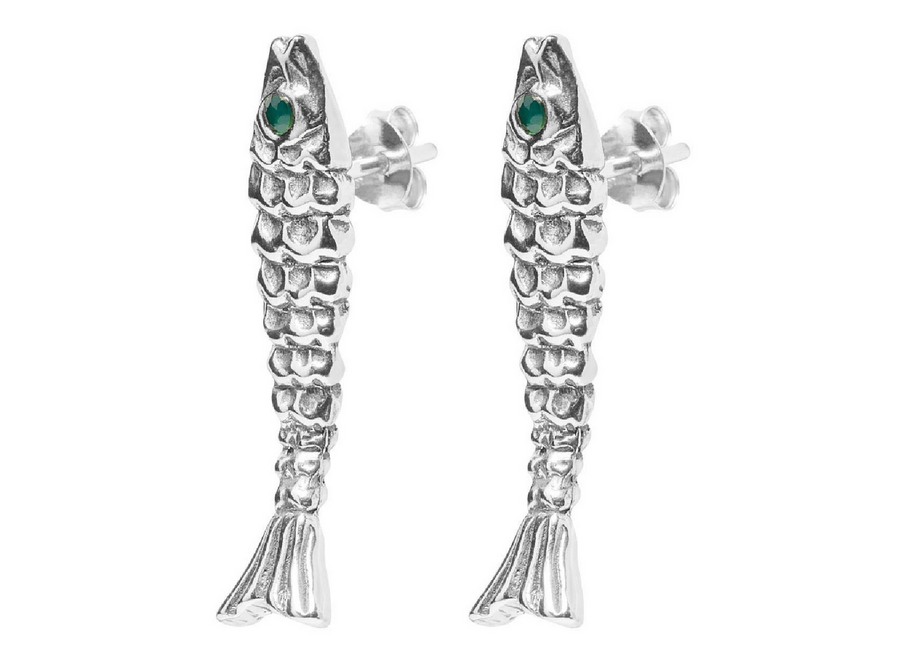 oorsteker - fish - zilver