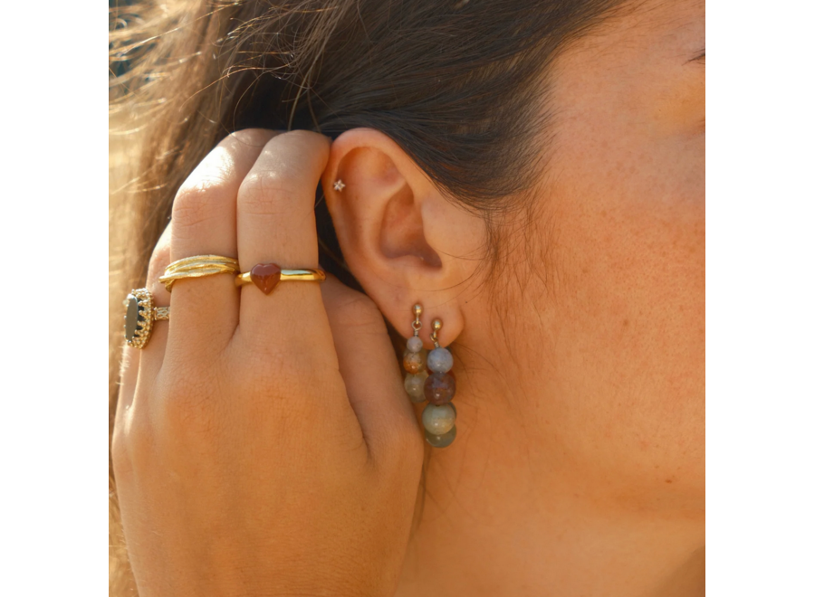 oorring - green dot - s - verguld