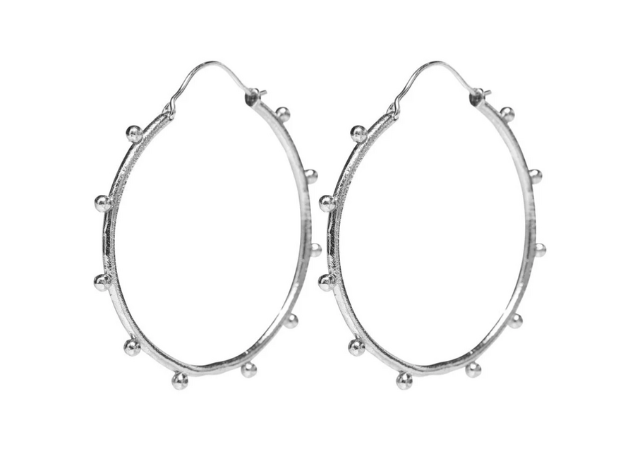 oorring - hoop tiny ball - zilver