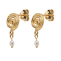 oorsteker - swirl tiny pearl - verguld