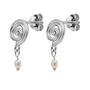 oorsteker - swirl stud tiny pearl - zilver