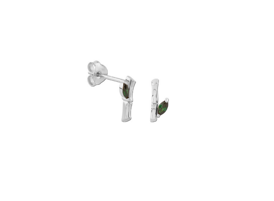 oorsteker - bamboe - zilver