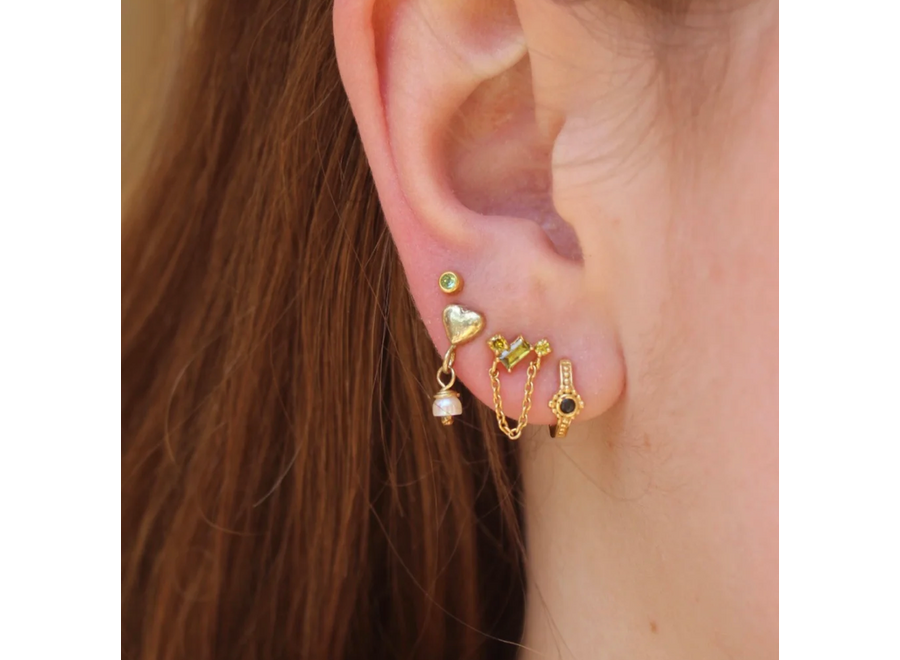 oorring - black flower hug - verguld