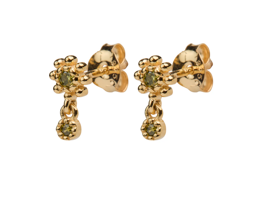 oorsteker - flower dot - verguld