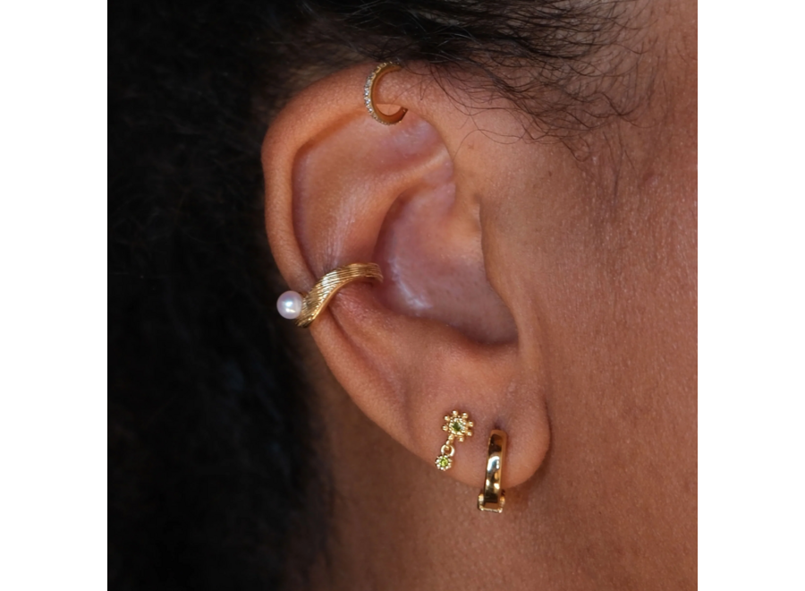 oorsteker - flower dot - verguld