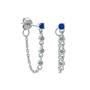 oorsteker - blue gem chain - zilver