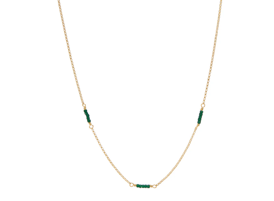 halsketting - fine green gem - verguld