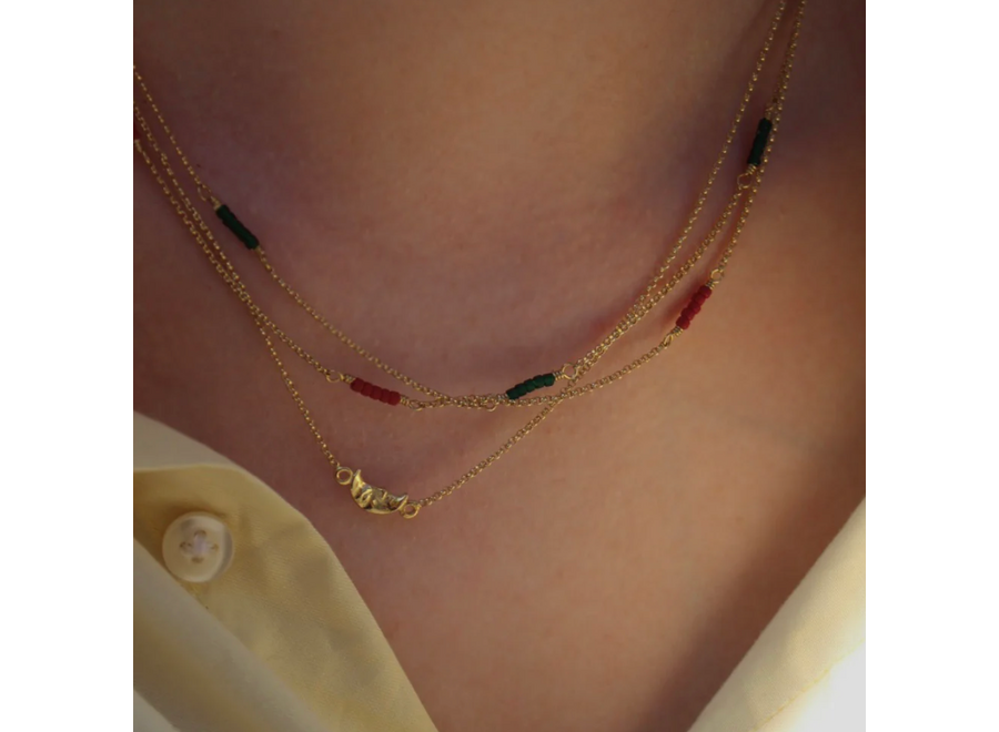 halsketting - fine green gem - verguld