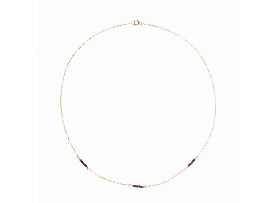 halsketting - fine purple gem - verguld