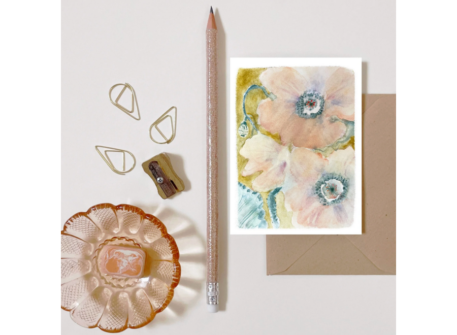 wenskaartje - wilde klaproos / papaver