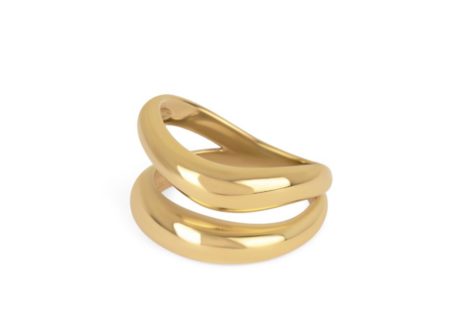 ring - double organic & bold - verguld