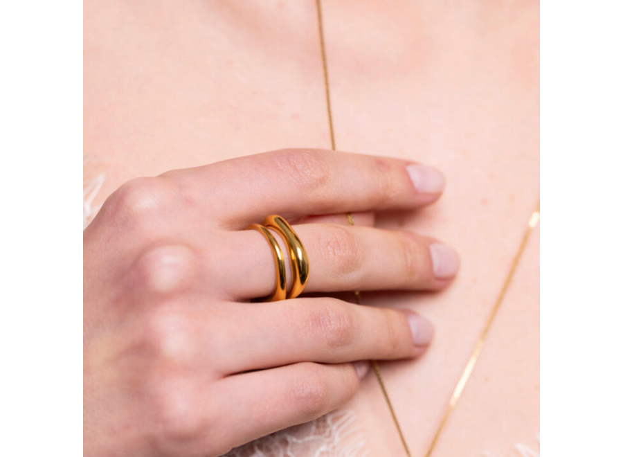 ring - double organic & bold - verguld