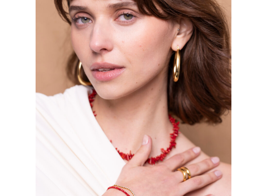 ring - double organic & bold - verguld