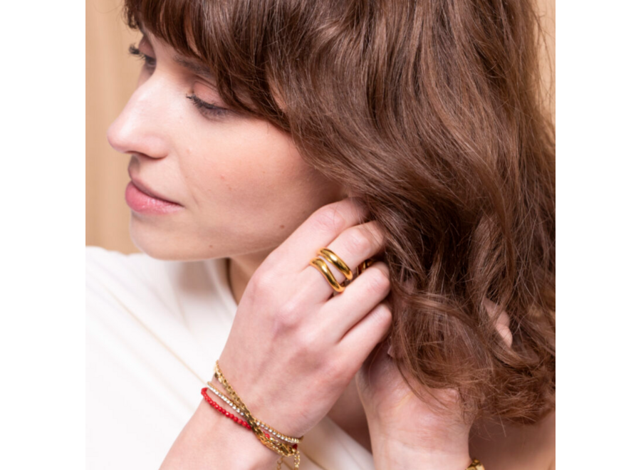 ring - double organic & bold - verguld