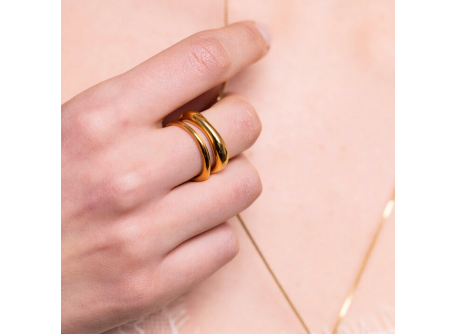 ring - double organic & bold - verguld