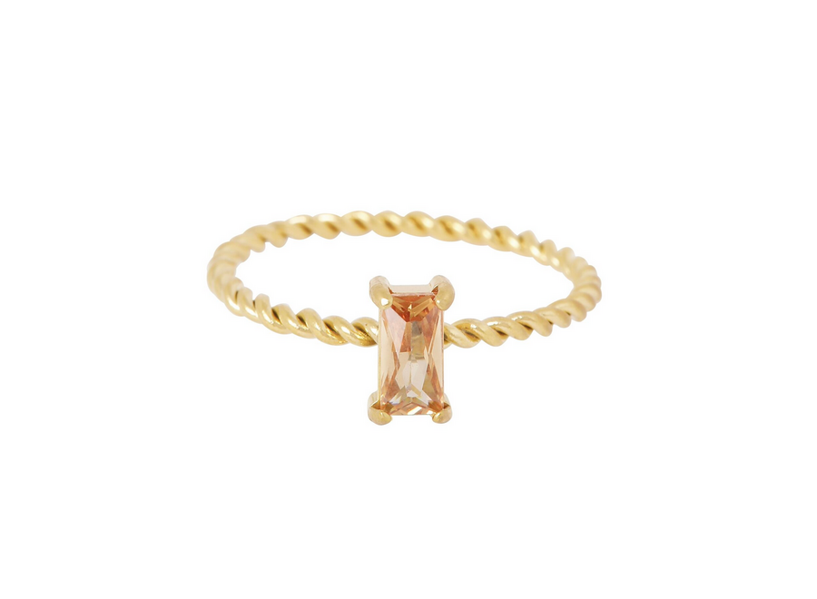 ring - rectangle swirl - verguld