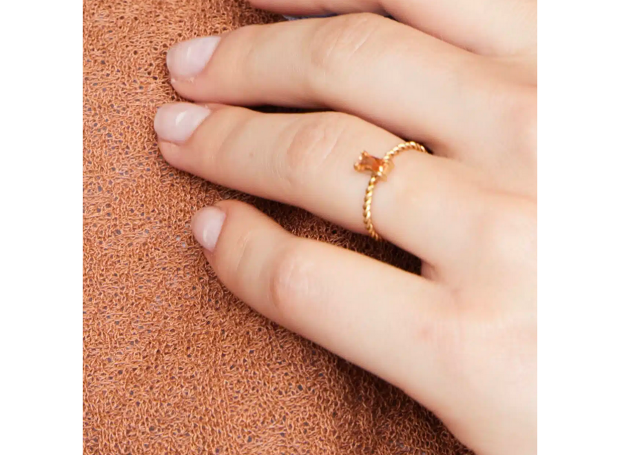 ring - rectangle swirl - verguld