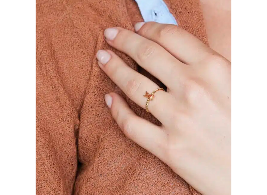 ring - rectangle swirl - verguld