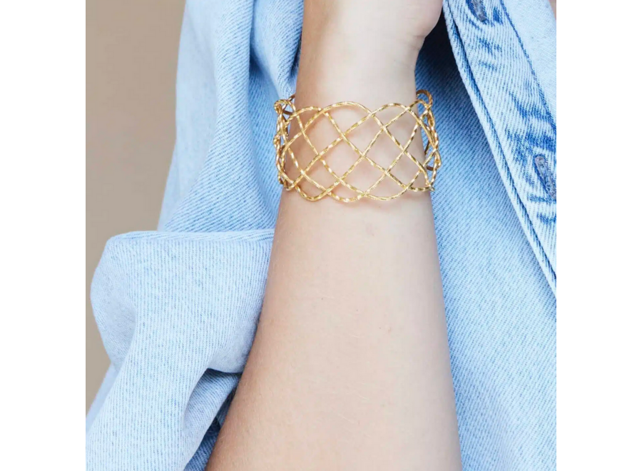 armband - woven bangle - verguld
