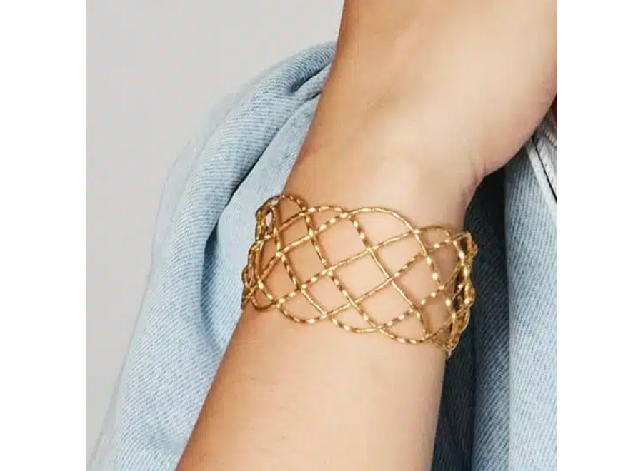 armband - woven bangle - verguld