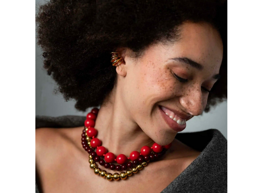 oorring - klassieke 'cuff' - multi - verguld