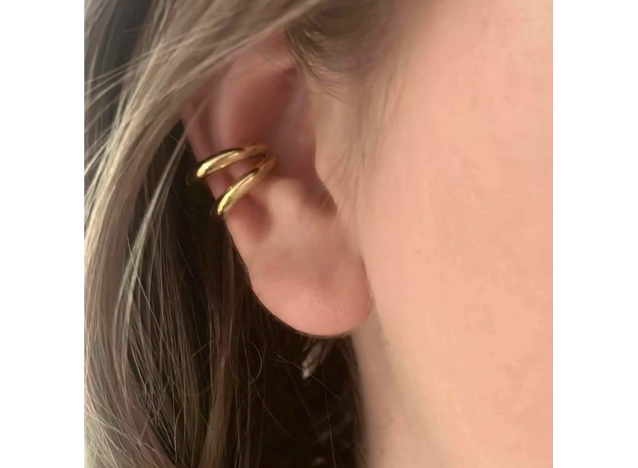 oorring - klassieke 'cuff' - multi - verguld