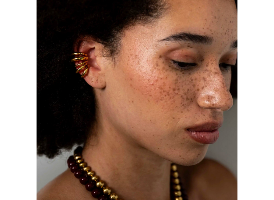 oorring - klassieke 'cuff' - multi - verguld