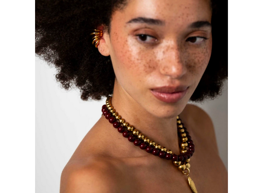 oorring - klassieke 'cuff' - multi - verguld