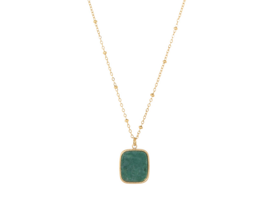 halsketting - big flat gemstone - green