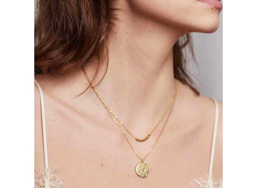 halsketting - tiny golden pearls - verguld