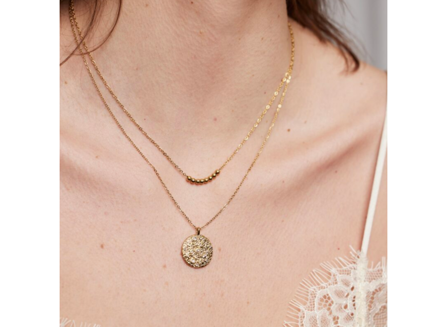 halsketting - tiny golden pearls - verguld