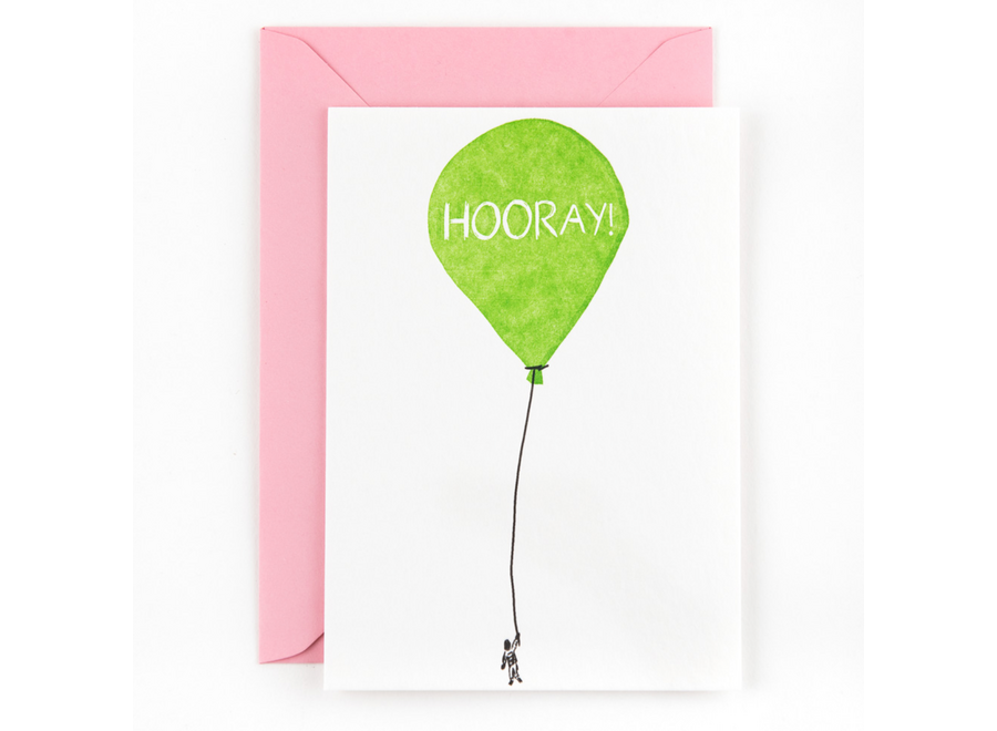 wenskaart - hooray ballon