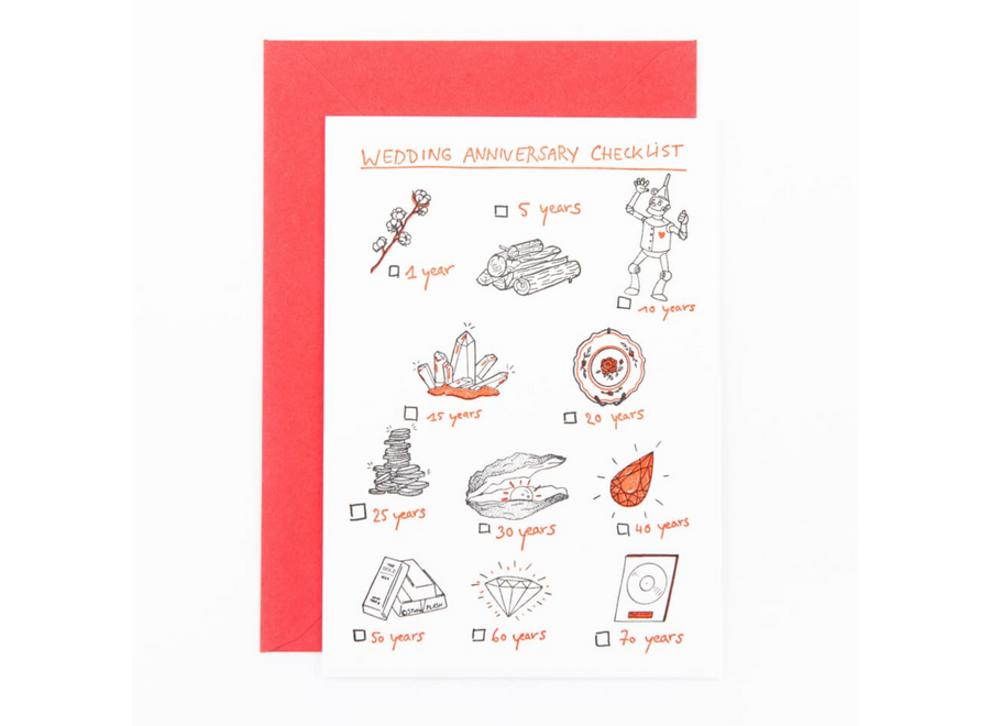 wenskaart - wedding anniversary checklist