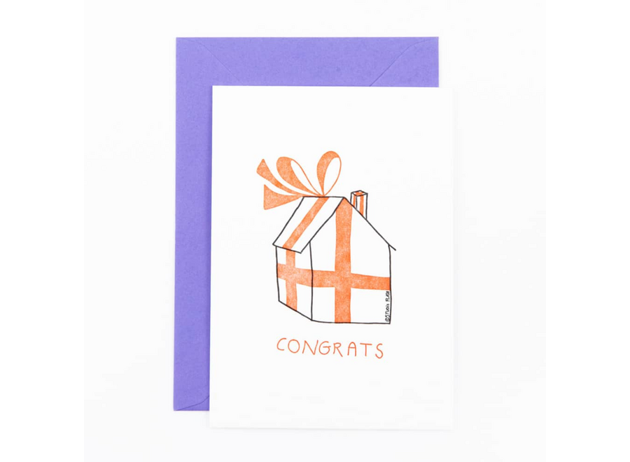 wenskaart - congrats / wrapped house