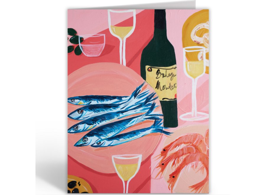 wenskaart - shrimps and sardines